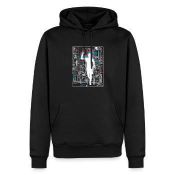 Vaporwave Synthwave Skyline Marathon, Trail Running - Sweat à capuche Premium bio Homme - noir - Devant - Nico (187cm)