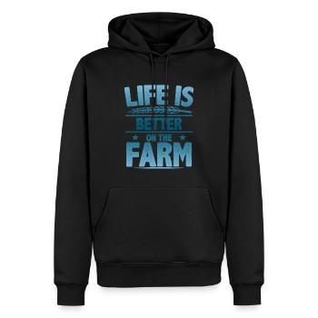 La vie des agriculteurs est meilleure - Sweat à capuche Premium bio Homme - noir - Devant - Nico (187cm)