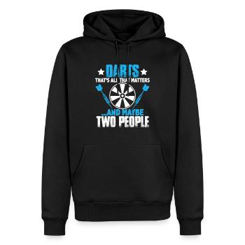 dart spruch - Men’s Premium Organic Hoodie - black - Front - Nico (187cm)