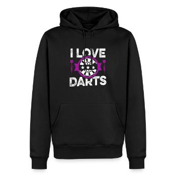 i love darts - Men’s Premium Organic Hoodie - black - Front - Nico (187cm)