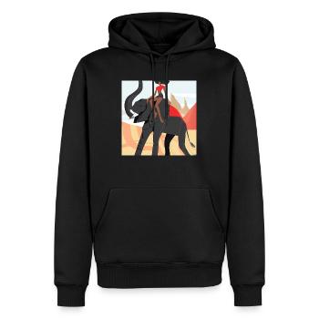 fille chevauchant l’éléphant - Sweat à capuche Premium bio Homme - noir - Devant - Nico (187cm)