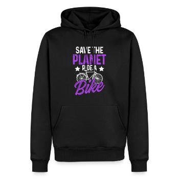 sauver la planète vélo - Sweat à capuche Premium bio Homme - noir - Devant - Nico (187cm)