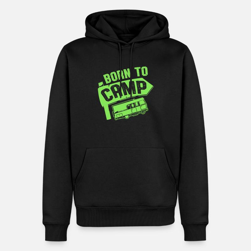 né au camp - Sweat à capuche Premium bio Homme - noir