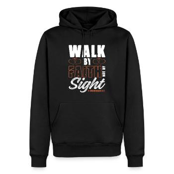 aller avec la foi - Sweat à capuche Premium bio Homme - noir - Devant - Nico (187cm)