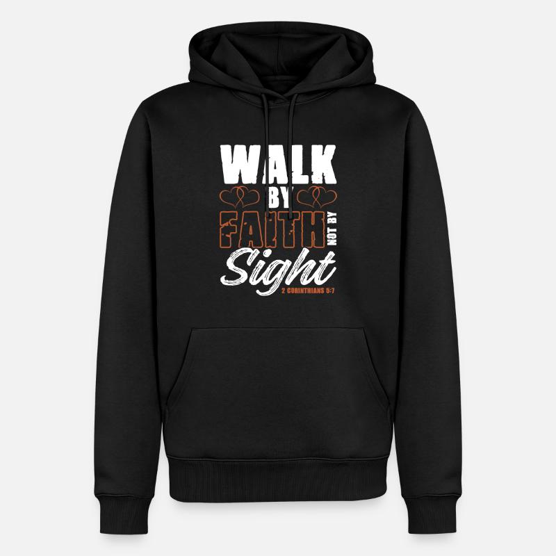 gehe mit glaube - Männer Premium Bio Hoodie - Schwarz