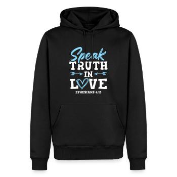 bible de la vérité dans l’amour - Sweat à capuche Premium bio Homme - noir - Devant - Nico (187cm)