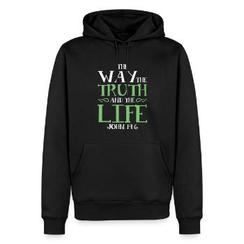 der weg das leben die wahrheit - Männer Premium Bio Hoodie - Schwarz - Vorne - Nico (187cm)