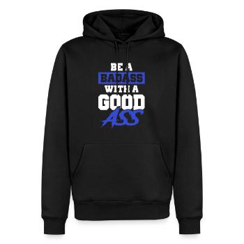 badass fitness - Sweat à capuche Premium bio Homme - noir - Devant - Nico (187cm)