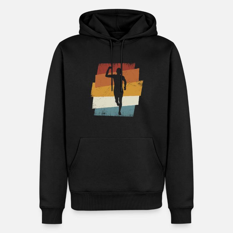 Retro Marathon, Trailrunning - Männer Premium Bio Hoodie - Schwarz
