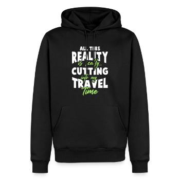 devise de voyage de voyage - Sweat à capuche Premium bio Homme - noir - Devant - Nico (187cm)