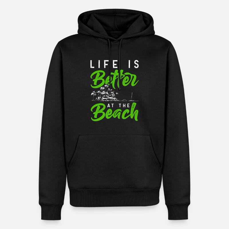 voyage à la plage été - Sweat à capuche Premium bio Homme - noir