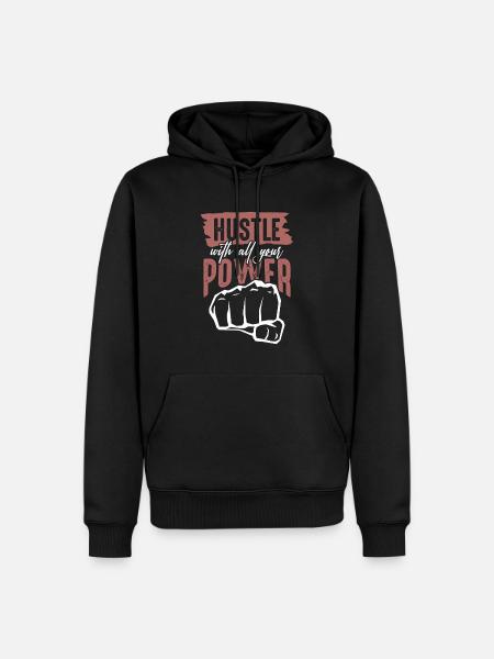 hustle Power - Männer Premium Bio Hoodie - Schwarz