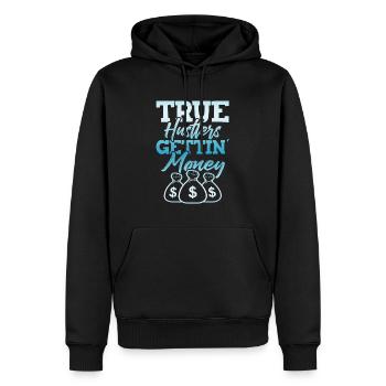 véritable agitation - Sweat à capuche Premium bio Homme - noir - Devant - Nico (187cm)