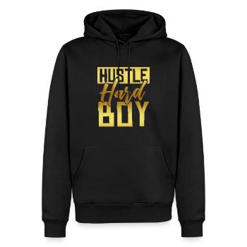 boy junge hustle hard - Männer Premium Bio Hoodie - Schwarz - Vorne - Nico (187cm)