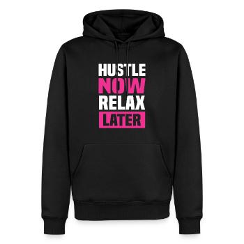 hustle se détendre plus tard - Sweat à capuche Premium bio Homme - noir - Devant - Nico (187cm)