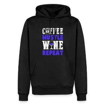kaffee wein repeat - Männer Premium Bio Hoodie - Schwarz - Vorne - Nico (187cm)