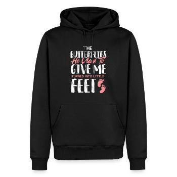 baby fußspuren spruch - Männer Premium Bio Hoodie - Schwarz - Vorne - Nico (187cm)
