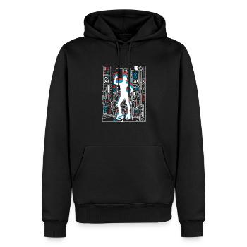 Vaporwave Synthwave Skyline Jump Shoes Fitness - Men’s Premium Organic Hoodie - black - Front - Nico (187cm)