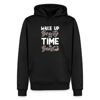 beauty beast fitness - Männer Premium Bio Hoodie - Schwarz - Vorne - Nico (187cm)