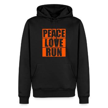 frieden liebe rennen - Männer Premium Bio Hoodie - Schwarz - Vorne - Nico (187cm)