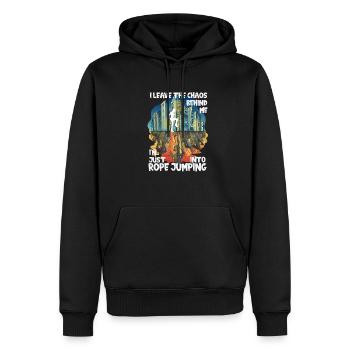 Saut à la corde du chaos - Sweat à capuche Premium bio Homme - noir - Devant - Nico (187cm)