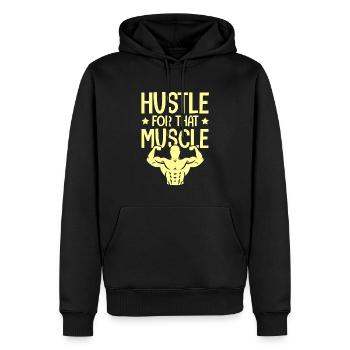 muscles bousculade - Sweat à capuche Premium bio Homme - noir - Devant - Nico (187cm)