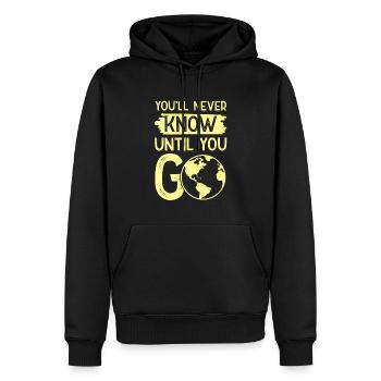 voyage voyage - Sweat à capuche Premium bio Homme - noir - Devant - Nico (187cm)
