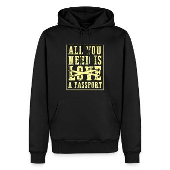 passeport voyage - Sweat à capuche Premium bio Homme - noir - Devant - Nico (187cm)