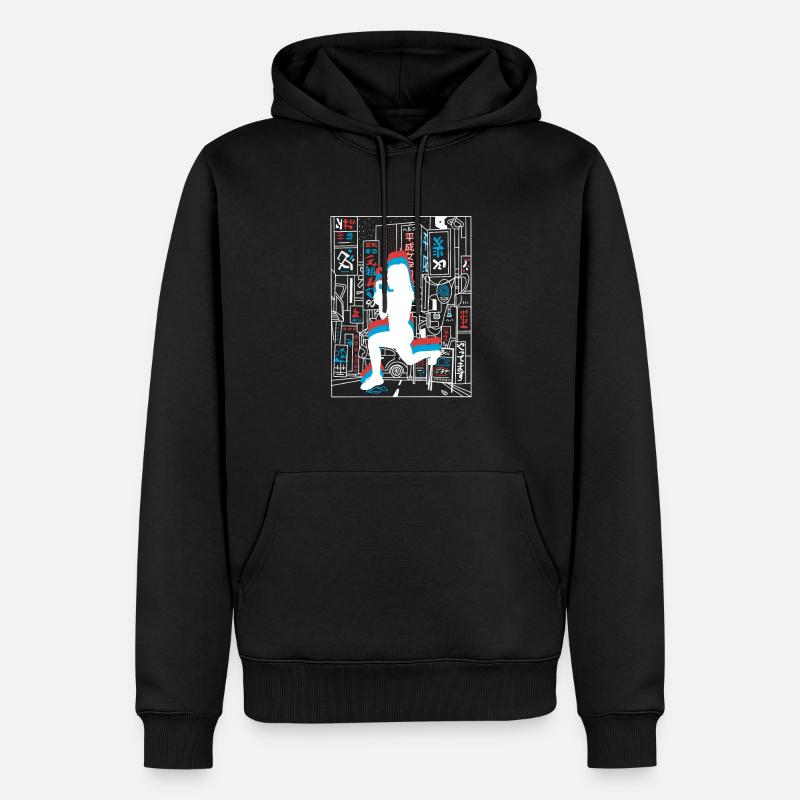 Vaporwave Synthwave Skyline HIIT - Männer Premium Bio Hoodie - Schwarz