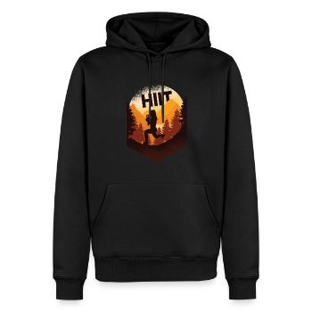 HIIT Fitness Femme - Sweat à capuche Premium bio Homme - noir - Devant - Nico (187cm)