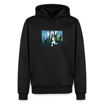 HIIT Fitness Femme - Sweat à capuche Premium bio Homme - noir - Devant - Nico (187cm)