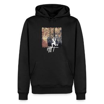 HIIT Fitness Woman - Men’s Premium Organic Hoodie - black - Front - Nico (187cm)