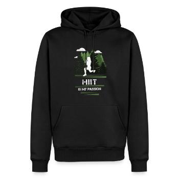 HIIT Passion - Men’s Premium Organic Hoodie - black - Front - Nico (187cm)