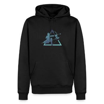 Geometry Arrowtag - Men’s Premium Organic Hoodie - black - Front - Nico (187cm)