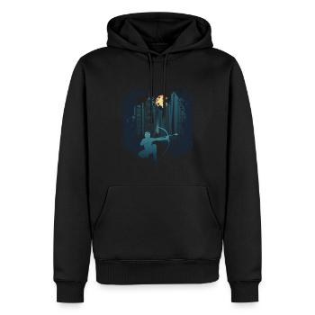 Flèche Skyline - Sweat à capuche Premium bio Homme - noir - Devant - Nico (187cm)