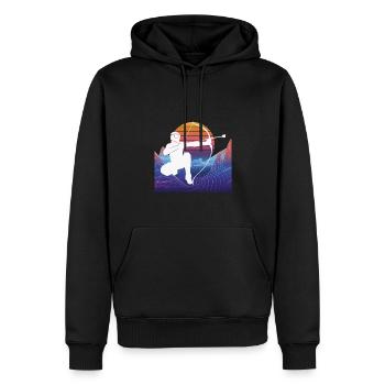 Balise fléchée Vaporwave - Sweat à capuche Premium bio Homme - noir - Devant - Nico (187cm)