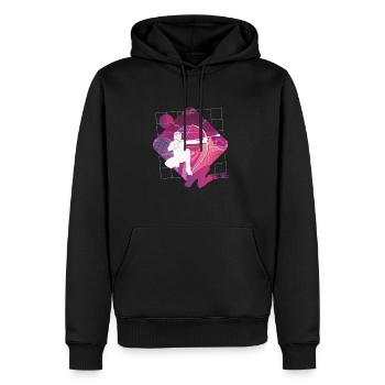 Balise fléchée Vaporwave - Sweat à capuche Premium bio Homme - noir - Devant - Nico (187cm)