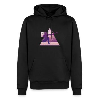 Balise fléchée Vaporwave - Sweat à capuche Premium bio Homme - noir - Devant - Nico (187cm)