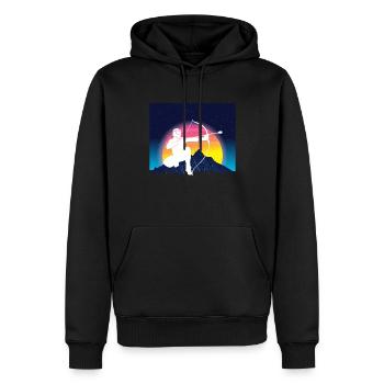 Balise fléchée Vaporwave - Sweat à capuche Premium bio Homme - noir - Devant - Nico (187cm)