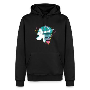 Balise fléchée Vaporwave - Sweat à capuche Premium bio Homme - noir - Devant - Nico (187cm)