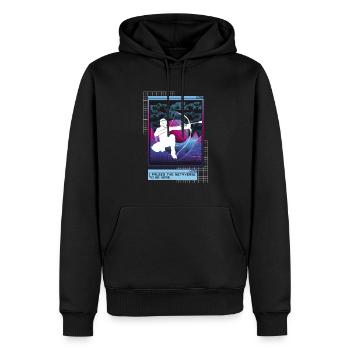 Vaporwave Metaverse Arrowtag - Sweat à capuche Premium bio Homme - noir - Devant - Nico (187cm)