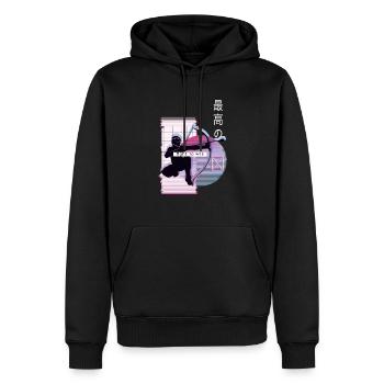 Vaporwave Metaverse Arrowtag - Sweat à capuche Premium bio Homme - noir - Devant - Nico (187cm)