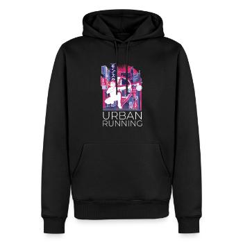 Vaporwave Synthwave Skyline Arrowtag - Sweat à capuche Premium bio Homme - noir - Devant - Nico (187cm)
