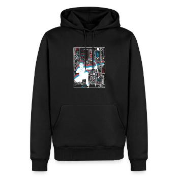 Vaporwave Synthwave Skyline Arrowtag - Sweat à capuche Premium bio Homme - noir - Devant - Nico (187cm)