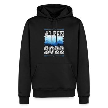 Alpen 2022 - Männer Premium Bio Hoodie - Schwarz - Vorne - Nico (187cm)