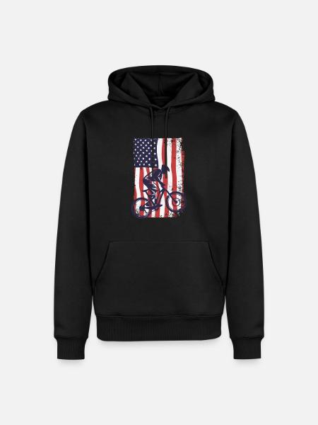 American Flag Downhill - Men’s Premium Organic Hoodie - black