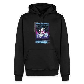Vaporwave Metaverse Downhill - Männer Premium Bio Hoodie - Schwarz - Vorne - Nico (187cm)