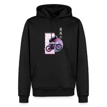 Vaporwave Metaverse Downhill - Männer Premium Bio Hoodie - Schwarz - Vorne - Nico (187cm)
