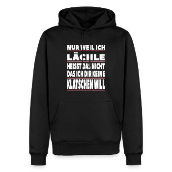 Nur weil ich lächle heisst das nicht - Männer Premium Bio Hoodie - Schwarz - Vorne - Nico (187cm)
