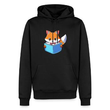 Fuchs liest Buch - Männer Premium Bio Hoodie - Schwarz - Vorne - Nico (187cm)